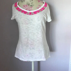 Milly for Banana republic s/s tee with embellished neck Size small